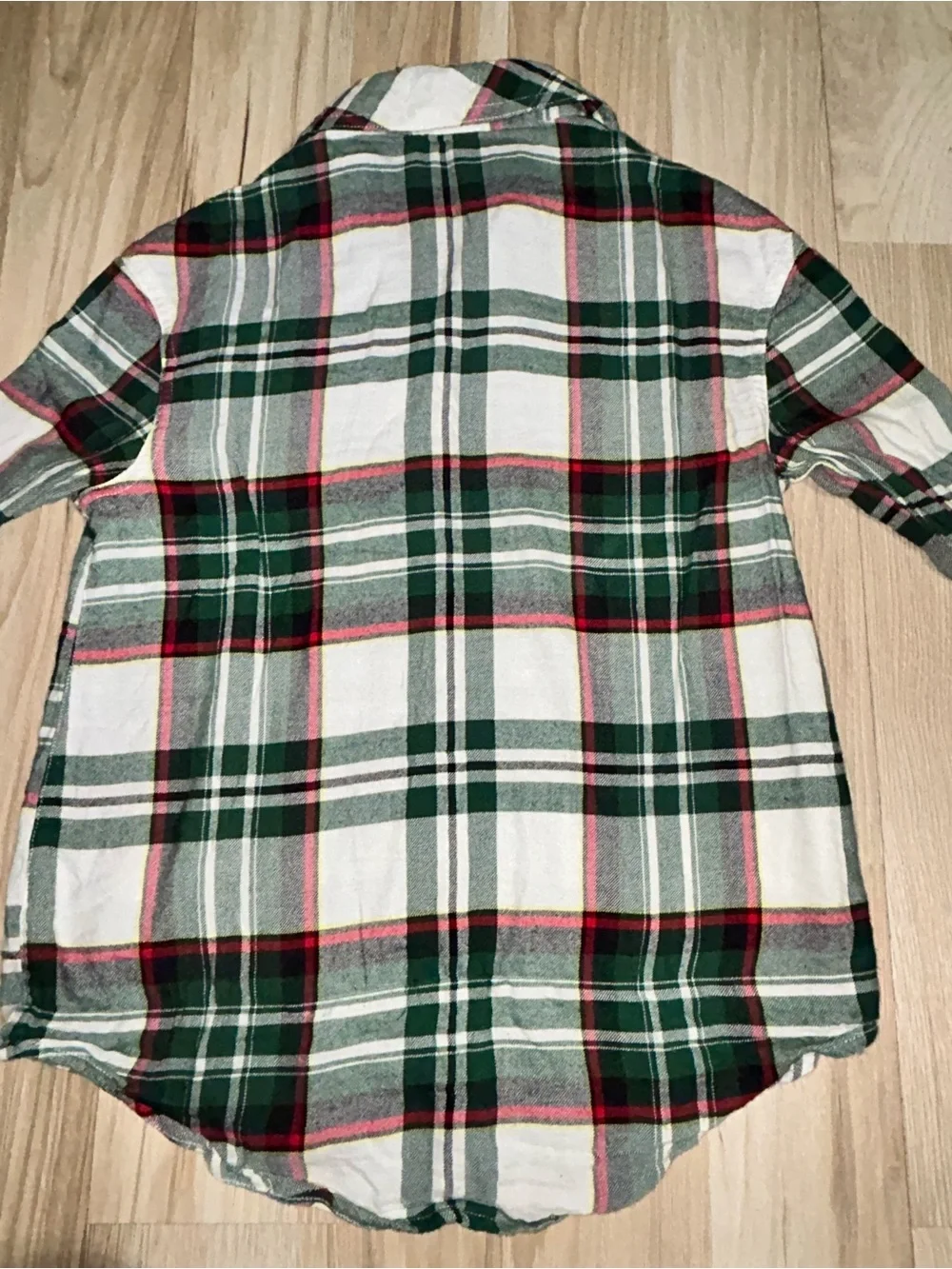 Justice Green & White Plaid Button-Down Shirt with Red Accents
